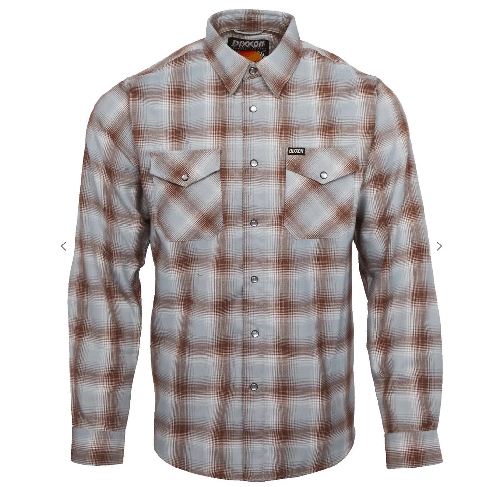 Dixxon Flannel Dawn Patrol LE Shirt Mens XS Blue Brown Plaid Pearl Snap NWT